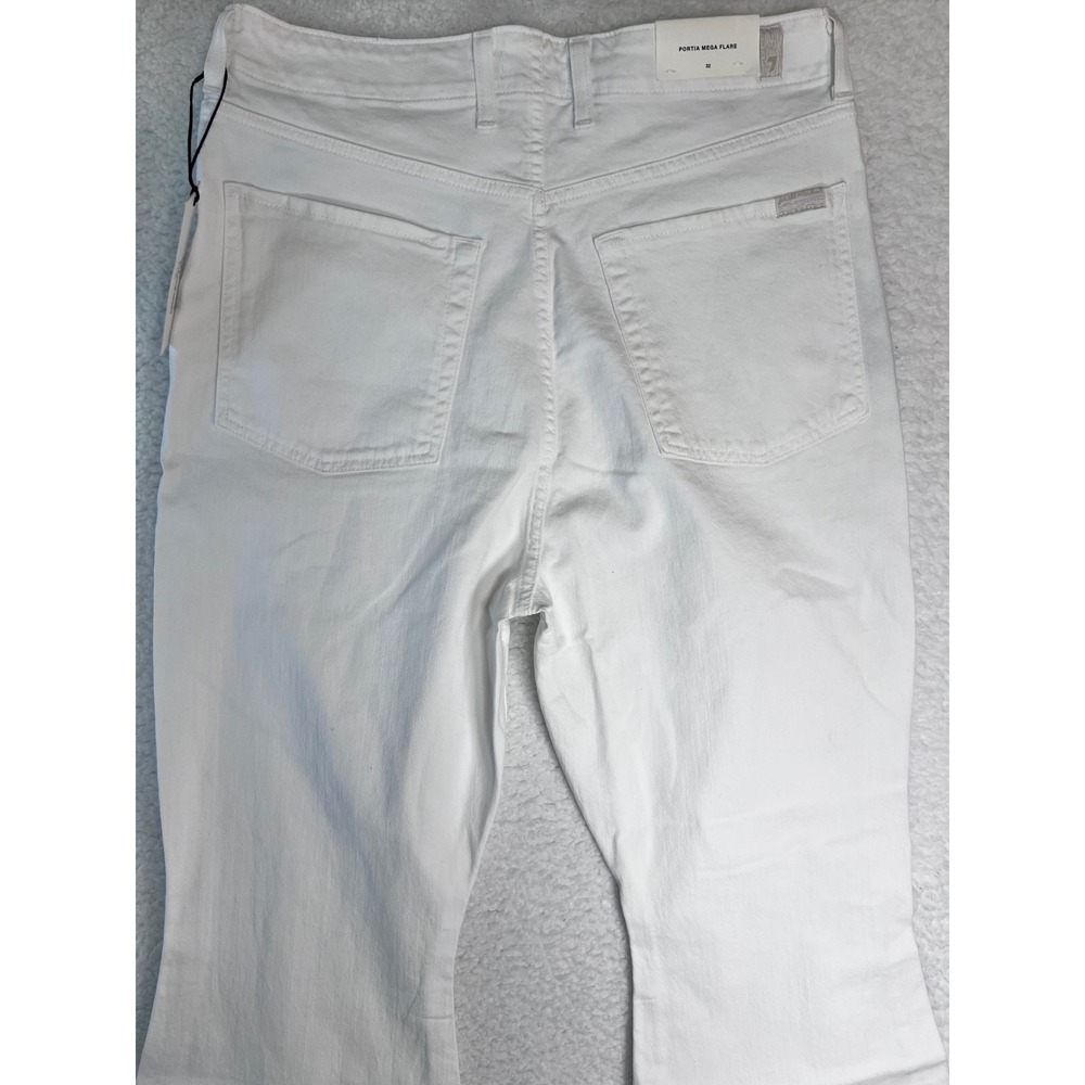 7 For All Mankind Portia Mega Flare Jeans White Sailor Button High Rise 32 NWT - Picture 10 of 14